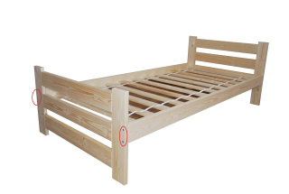 Posteľ do spálne - Posteľ 90x200 borovicová drevená vysoká hlava C