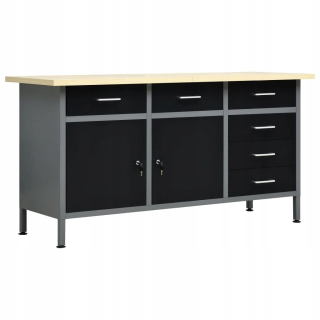 Pracovný, dielenský stôl - Lumarko Work Table, Black, 160 x 60 x 85 cm, St