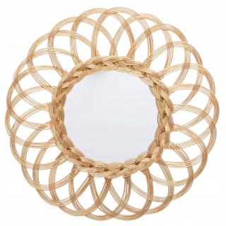 Zrkadlo do predsiene - Boho kvetinové zrkadlo, Ø 50 cm