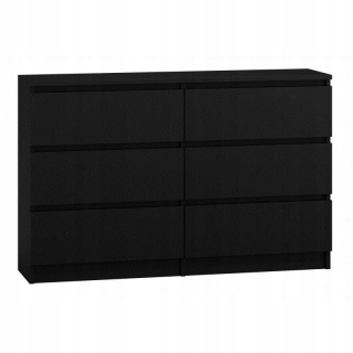 Komoda do detskej izby - M6 Malwa Dresser 120 cm 6 čiernych zásuviek