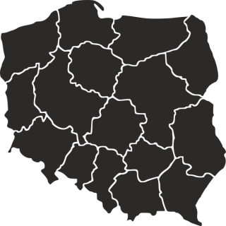 Destké samolepky - Mapa nálepky na stenu poľštiny voliodship 70 cm
