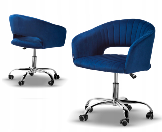 Kancelárske kreslo - Margo Blue/Chrome Stočná stolička Glamour Velvet