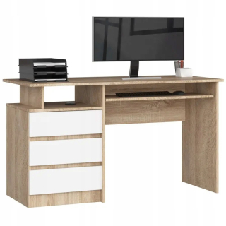 Písací stôl pre mládež - Nábytok počítačového stola Clp 135 cm Sonoma - biela