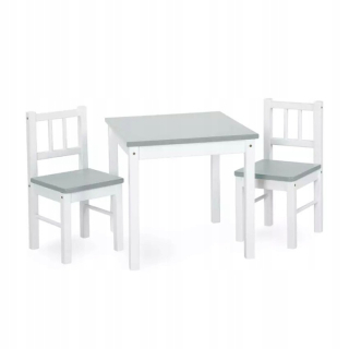 Stolík do detskej izby - Detský nábytok Klupś Table + Joy Biały Stoličky