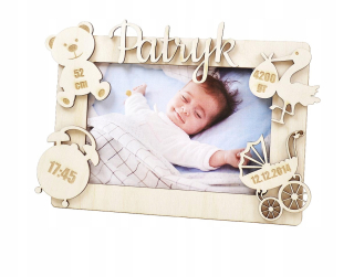 Fotorámik pre detičky - Rám METRYK pre gravírovanie s darčekom pre darček