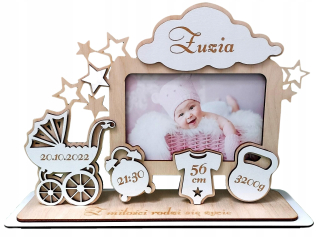 Fotorámik pre detičky - Metrika pre krst alebo jeden rok * darček 22 x28 cm