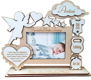 Fotorámik pre detičky - Metrika pre krst alebo jeden rok * darček 24 x28 cm