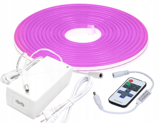 Osvetlenie nábytku - Silná sada 5m neónová LED pásik 12V Violet + pilot