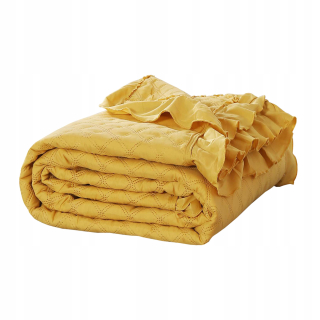 Prikrývka, prehozy na posteľ - Horčica Bedspread Piko Piko Frill 140x200 Ruffy