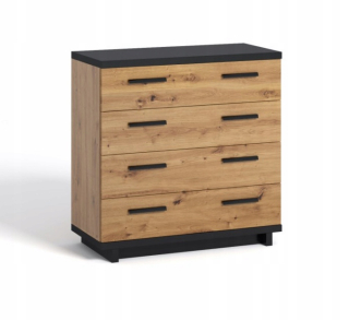 Komoda do detskej izby - Malá komoda s IMIS Oak + čierne zásuvky 2