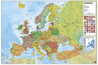 Detský obraz - Európa Map Europe - plagát 91,5x61 cm