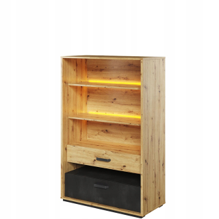 Regál do detskej izby - Detský nábytok QBIC QB Knižnica- 06 Oak Artisan