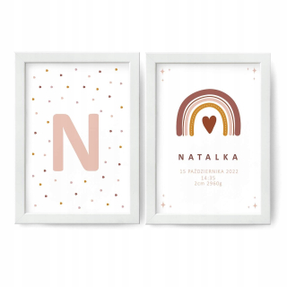 Detský obraz - Metrická súprava 2 PCS Detské plagáty Rainbow A4