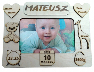 Fotorámik pre detičky - Detský rám Metryk pre fotografiu.