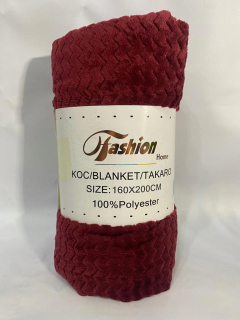Prikrývka, prehozy na posteľ - Mäkká stlačená prikrývka 160x200 Burgundska červená