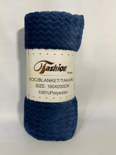 Prikrývka, prehozy na posteľ - Mäkká stlačená prikrývka 160x200 modrá námornícka modrá