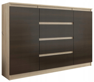 Komoda do študenskej izby - Módny komoda 140 skrinka 4 zásuvky 2 Sonoma Wenge