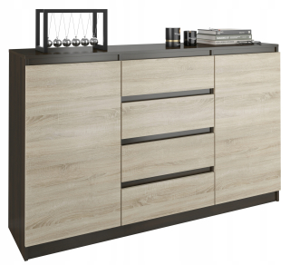 Komoda do študenskej izby - Módna komoda 160 skrinky 4 zásuvky Wenge Sonoma R160S4