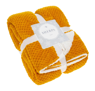 Prikrývka, prehozy na posteľ - Horčica mikrofiber blash prikrývka 150x2 jahňacie mäso