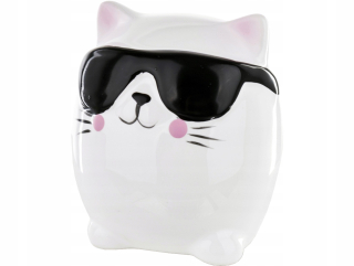Pokladnička pre deti - Pre darček Piggy Bank 7x6x6 cm - Cat s okuliarmi