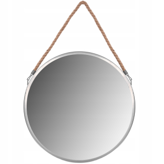 Zrkadlo do predsiene - Na lane, okrúhle nástenné zrkadlo 40 cm Juta Chrome