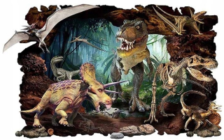Destké samolepky - Nálepka na stenu pre stenu 3D dinosaurus pre deti