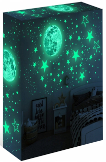 Destké samolepky - Fluorescenčné nálepky Moon Stars 563 ks