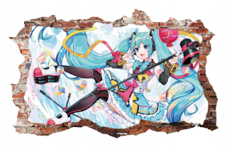 Destké samolepky - Nástenné nálepky Hatsune Miku Anime 70x46 cm