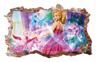 Destké samolepky - Nálepky na nástenné nálepky Barbie 70x46