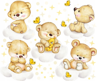 Destké samolepky - Nálepky na stenu Teddy Bear Clouds medveď 50x100cm MC5