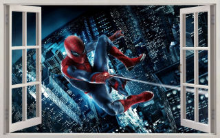 Destké samolepky - Nástenné nálepky 3D spiderman okno