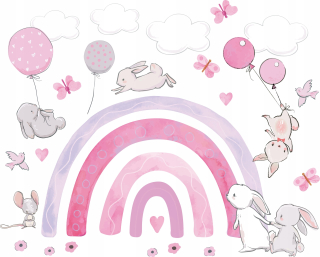 Destké samolepky - Nálepky na stenu Rabibow Rabbits 100x100 cm Tk1