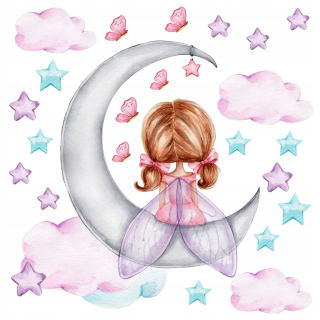 Destké samolepky - Nástenné nálepky víla Moon 50x100cm WR