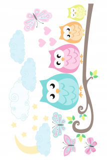 Destké samolepky - Nálepky na stenu Sowa Sówki 60x100 W6