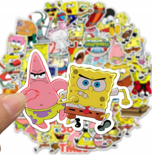 Destké samolepky - Spongebob nálepky, vodotesné motivačné 50 ks