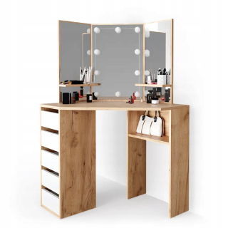 Toaletný stolík - Vicco Oak toaletný stolík Mat 110 x 141,5 x 54 cm podsvietenia