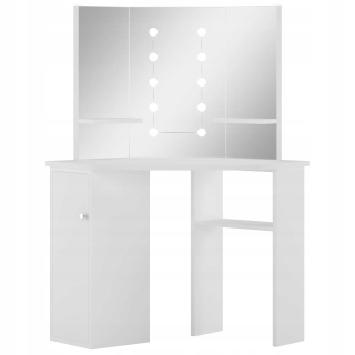 Toaletný stolík - Rohový toaletný stolík s osvetlením LED, biely