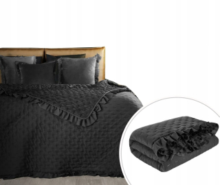 Prikrývka, prehozy na posteľ - Bunning BedMock Microfiber Frills 170x210 cm čierna