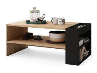 Konferenčný stolík do obývačky - Nefri Oak Craft Gold/Black Bench Table s knižnicou