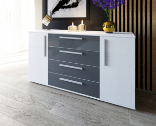 Komoda do študenskej izby - Moderná dvojdverová komoda v lesku 160 cm