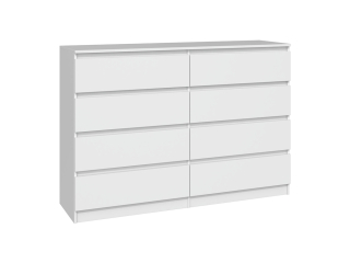 MODERNÁ ZÁSUVKA BIELA 140CM 8 ZÁSUVKOV ABS SKRIŇA