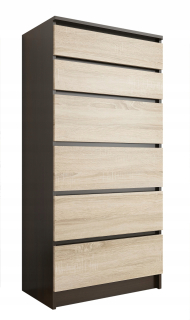 Komoda do obývačky - Moderná komoda skrinky 6 zásuviek Wenge Sonoma R6