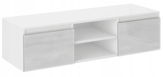 Tv stolík do obývačky - Moderný stolík RTV skrinka 120 cm biely lesk