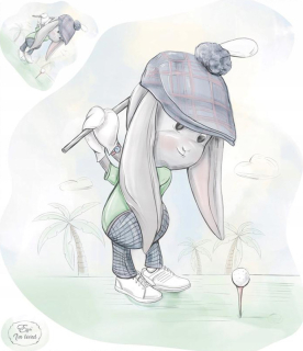 Destké samolepky - Nálepka na stenu golfista xl králik
