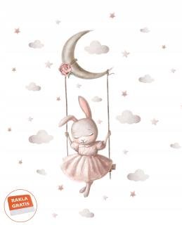 Destké samolepky - Nálepka na stenu pre deti Cloud Bunny