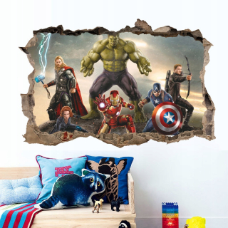 Destké samolepky - Hulk Wall Sticker Captain America Iron Man