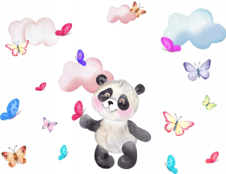 Destké samolepky - Panda motýľové nálepky pre deti