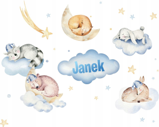 Destké samolepky - Detské nálepky pre nástenné zvieratá Boy