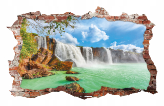 Destké samolepky - Nálepky na stenu Pohľad 3D vodopád 115x75