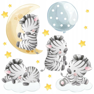 Destké samolepky - Nálepky na stenu okna detskej izby Zebra Moon